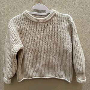 Zara Cream Ribbed Knit Sweater